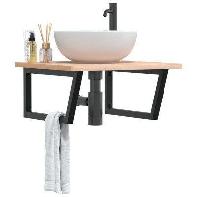 Soportes estante de lavabo 2 unidades trapecio acero negro Soportes estante de lavabo 2 unidades trapecio acero negro