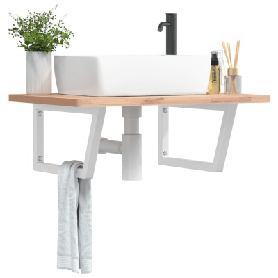 Soportes estante de lavabo 2 unidades trapecio acero blanco Soportes estante de lavabo 2 unidades trapecio acero blanco